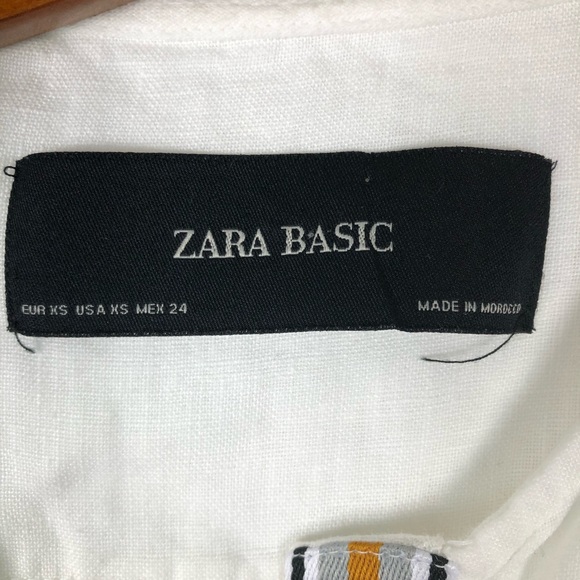 Zara linen ruffle peplum layers Boho Blouse 3/4 sleeves Hidden Buttons up SZ XS - Picture 4 of 9